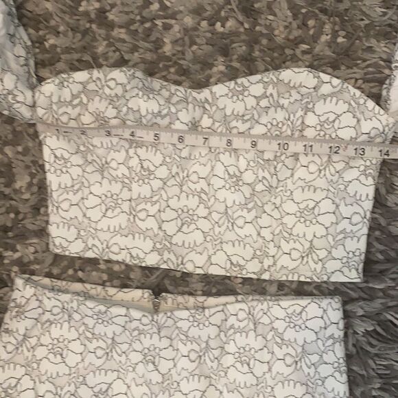 Bebe Lace Karen Two (2) Piece Top and Skirt Set Feminine Contemporary Event - Picture 13 of 14